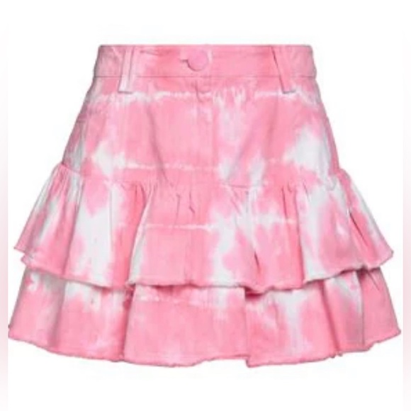 Retail $285 LoveShackFancy Pink and White Skater Landen Skirt - Picture 2 of 8